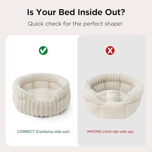 Bedsure ComfyFleece™ Washable Cute Large Cat Bed,Soft Round Puppy Bed,23in