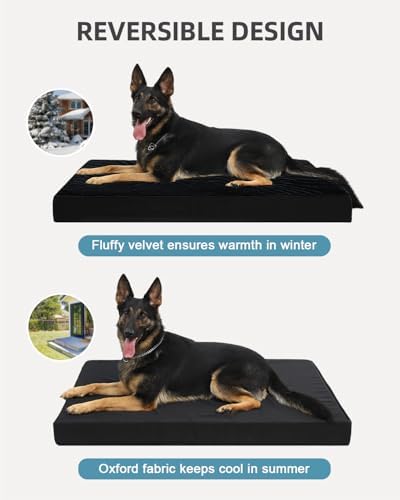 KSIIA Orthopedic Dog Bed for Large Dogs with Waterproof Lining, Black,41x27