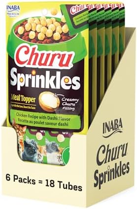 INABA Churu Sprinkles Cat Meal Topper, Chicken Dashi Flavor, 18ct