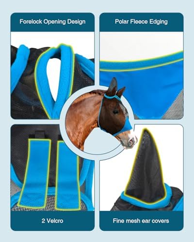 Hilltown Fly Mask for Horse with Ears - Full, Blue