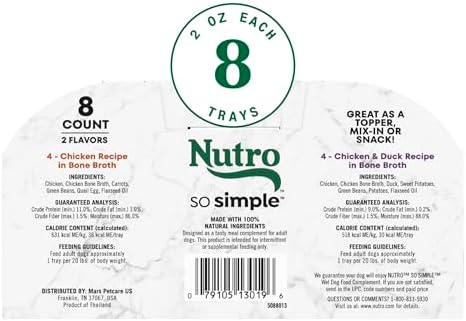Nutro So Simple Wet Dog Food Topper, Chicken & Duck Pack, 2 oz, 8 Count