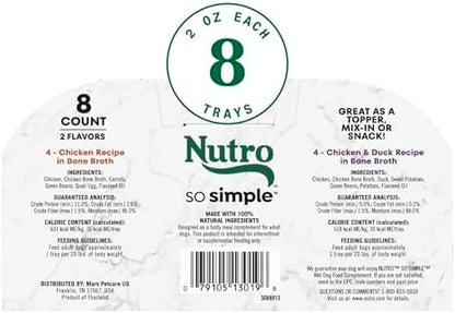 Nutro So Simple Wet Dog Food Topper, Chicken & Duck Pack, 2 oz, 8 Count