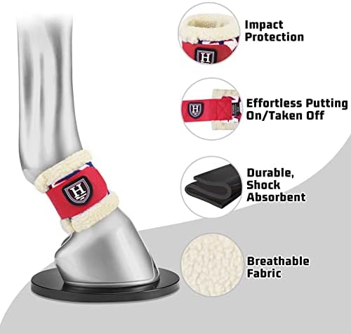Harrison Howard Essential Premium Horse Pastern Wraps with Berber Fleece Lining Shock Absorbing Unhindered Movements, Sold in Pairs