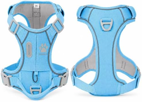 PawWave No Pull Dog Harness with Built-in Hidden AirTag & GPS Tracker Holder, Reflective Adjustable Escape-Proof Vest Harness for Small & Medium Dogs (Blue, S)