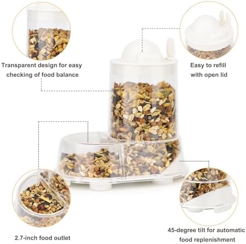 Wontee Hamster Feeder Food Bowl Automatic Dispenser for Gerbils Rats Mice