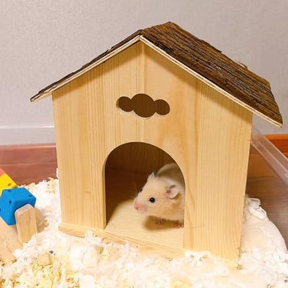 Wooden Chinchilla Hideout House Cage Accessories for Squirrel Sugar Gliders