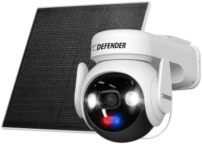 Defender AI 4K Guard Ultra-Charge AOV Wireless Battery Security Camera, 24/7 Recording, 360° PTZ, AI Tracking, Setup in 5 Minutes, 10,000mAH Battery, 5W Solar Panel, Guard App (1-Pack, 64GB SD Card)