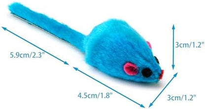 CHIWAVA 36PCS 4.1'' Furry Cat Toy Mice Rattle Small Mouse Interactive Play