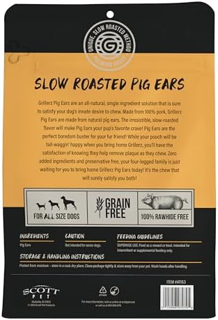 Grillerz Real Pig Ears, Rawhide-Free, 12 Count