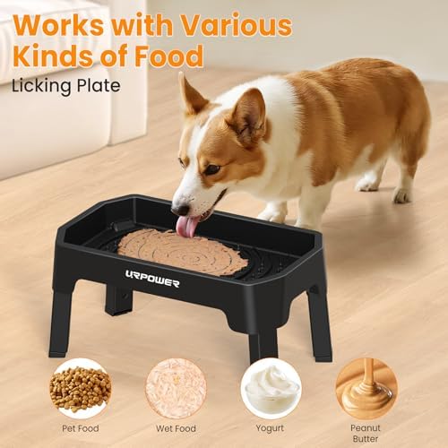 URPOWER Mess Proof Elevated Dog Bowls Double Deck Slow Feeder