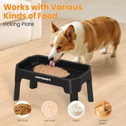 URPOWER Mess Proof Elevated Dog Bowls Double Deck Slow Feeder