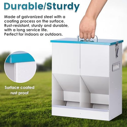 Automatic Cat Feeder for 2 Cat, 42cups/10L Automatic Pet Feeder for Dogs and Cats, Multiple Cats Feeder Outdoor Large Capacity Galvanized Steel Gravity Pet Dog Dry Food Dispenser (10L)