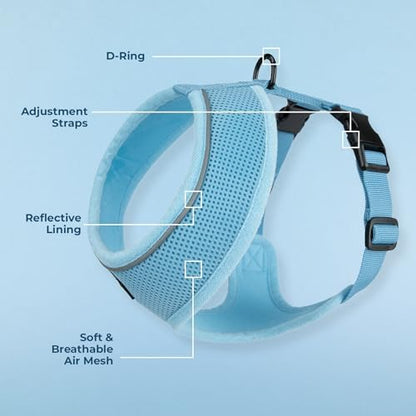 Best Pet Supplies Voyager Aerolite Over the Head Dog Harness, No Pull Breathable Air Mesh Vest, Quick Dry with Reflective Stitching, Adjustable Escape Resistant Harness - Blue, Medium