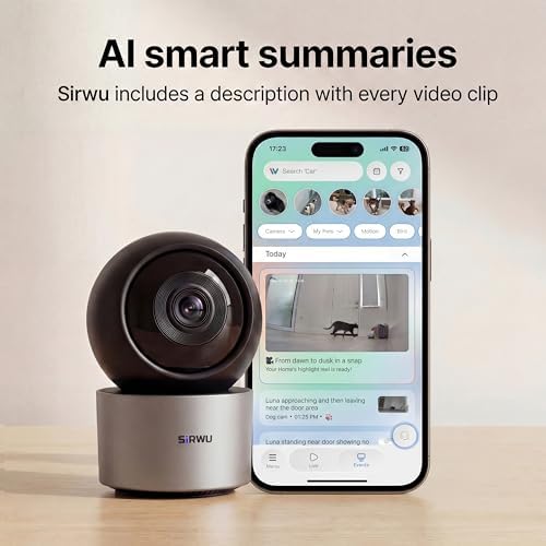 AI Pet Camera Indoor, Multi-Pet Recognition for Up to 6 Pets, 2K 3MP Dog & Cat Camera with 360° Auto Tracking, AI Daily Summaries, Night Vision, 2-Way Audio, 2.4/5GHz WiFi