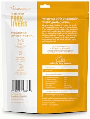 smallbatch Freeze Dried Pork Livers, High Protein Dog & Cat Treats, 3.5oz