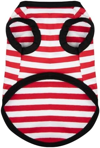 Paiaite Dog Shirts - Striped Sleeveless Cotton Tank Top for Small Medium Dogs - Red XXL