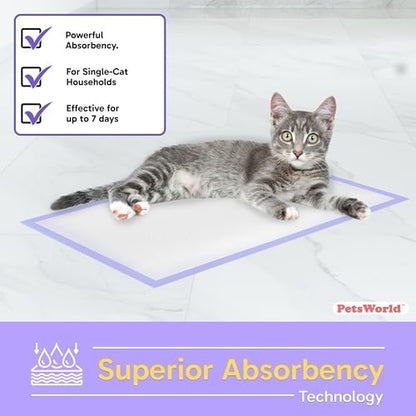 PetsWorld Universal Fit Cat Pad Refills for Litter Box, Unscented, Odor Control, Pack of 100