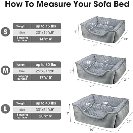 JOEJOY Rectangle Dog Bed for Large Medium Small Dogs - Washable Orthopedic Sofa Bed, Soft Breathable Puppy & Pet Cuddler, Durable Calming Dog Bed with Anti-Slip Bottom, Multiple Sizes, Grey