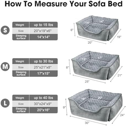 JOEJOY Rectangle Dog Bed for Large Medium Small Dogs - Washable Orthopedic Sofa Bed, Soft Breathable Puppy & Pet Cuddler, Durable Calming Dog Bed with Anti-Slip Bottom, Multiple Sizes, Grey