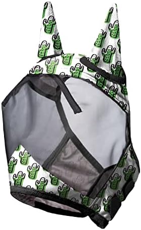 Harrison Howard LumiVista Horse Fly Mask Standard with Ears UV Protection for Horse Green Cactus M Cob