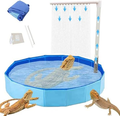 Large Electric Bearded Dragon Pool, Electric Bathtub for Bearded Dragons, Bearded Dragon Swimming Pool with Faucet, Bearded Dragon Accessories