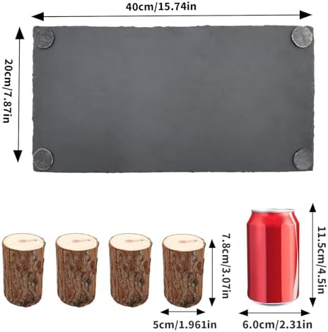 Bearded Dragon Basking Platform, Slate Rocks for Reptiles with Wooden Pile, Leopard Gecko Hides and Caves, Reptile Tank Accessories for Bearded Dragons, Geckos, Ball Pythons, Tortoise (Black, Large)