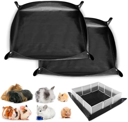 PINVNBY 59"x59" Thickening Waterproof Pet Playpen Mat, Guinea Pig Cage Liner Tarp Bottom Reusable Base for Rabbits, Bunny, Ferrets and Other Small Animals, 2 PCS