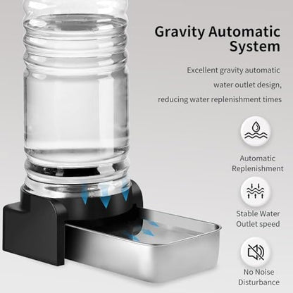 Marchul 1.5 Gallon Cat Water Dispenser, Automatic Gravity Dog Water Feeder, Stainless Steel Large Capacity Cat Waterer for Cats and Small Dogs (3 Filters)