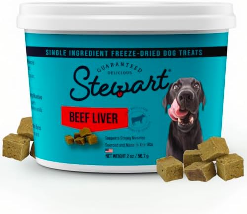 Stewart Freeze Dried Dog Treats, 100% Beef Liver, 2 oz Tub