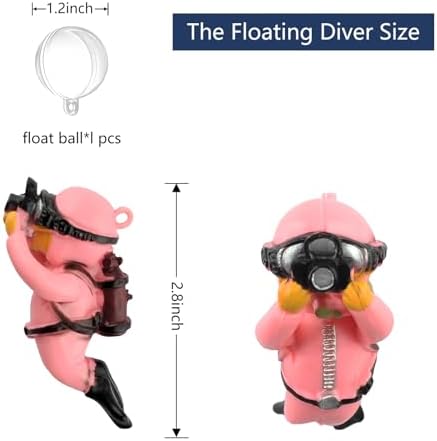 onesimcr Floating Fish Tank Decorations, Aquarium Decorations, Lovely Diver Fish Tank Decorations, Floating Device Fish Tank Accessories，Suitable for All Kinds of Fish Tanks(Pink)…