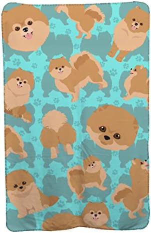 Caroline's Treasures MLM1083TBLT Orange Pomeranian Soft Travel Blanket with Bag Airplane Blanket, Indoor Outdoor Camping Blanket for Traveling, Picnics, Beach Trips, Concerts