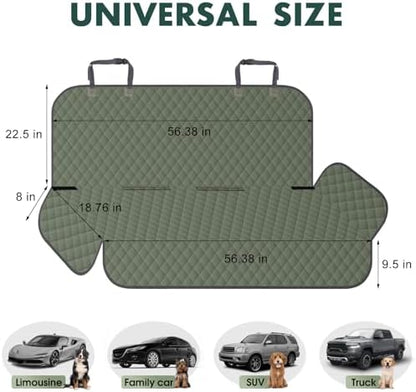 Waterproof Dog Backseat Cover for Cars, Non-Slip Pet Seat Protector, Green