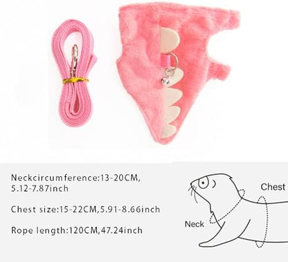 Small Animal Harness and Leash Set, Adjustable Escape Proof Ferret Harness Vest for Adult Ferret, Meerkat, King Squirrel & Fancy Rat, Soft Comfortable Pet Walking Harness with Leash