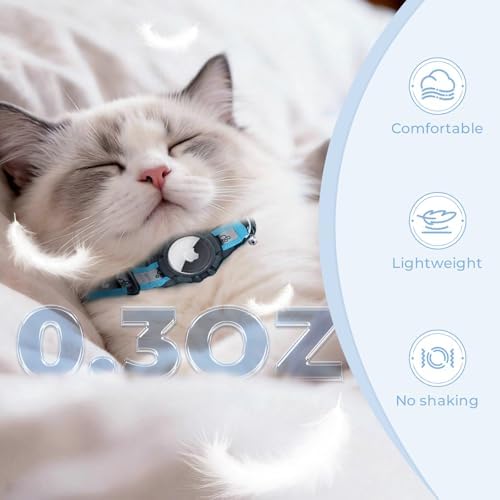 Breakaway AirTag Cat Collar, Reflective Cat Tracker Collar with Bell