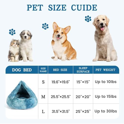 NOYAL Calming Donut Dog Bed, Hooded Cave with Blanket