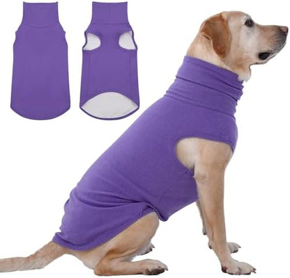 IECOii XXL Dog Sweater - Stretch Fleece Vest with Turtleneck,Purple,XXLarge