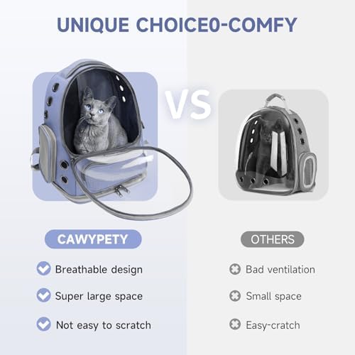 Cawypety Cat Backpack Carrier Large Space Bubble Backpack up to 12lbs Blue