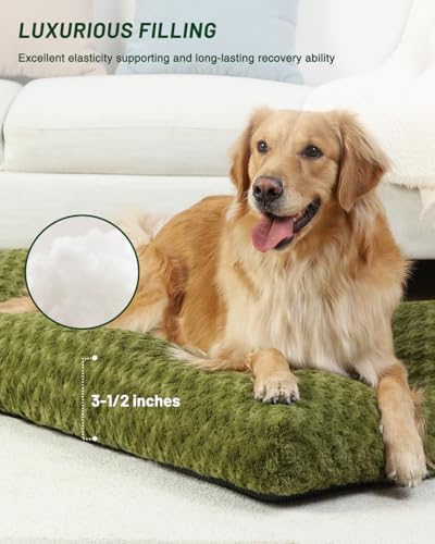 KSIIA Washable Dog Bed Medium Size Dog Crate Bed Pet Mat 35"x23" Green