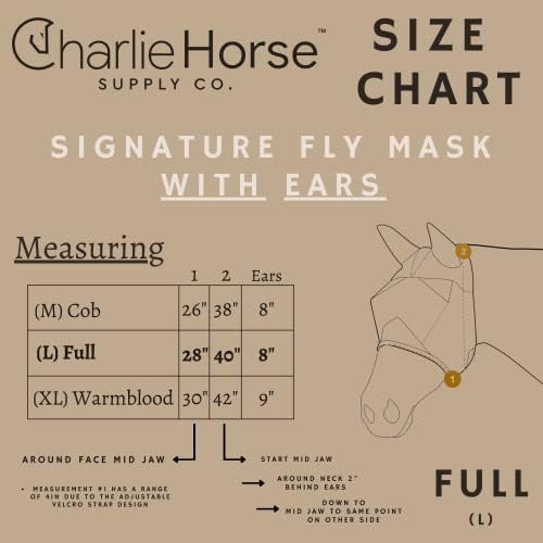 Charlie Horse Fly Masks for Horses with ears, Durable Stretch Horse Fly Mask with Ears, Comfortable Fly Mask for Horses, Equine Fly Mask Horse Eye Protector WITH Horse Supplies Storage Bag, (L) -Horse
