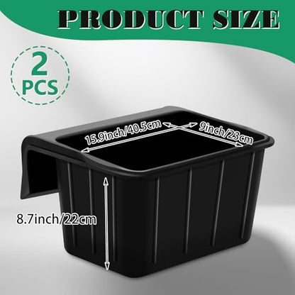 2 Pcs 17 Quart Rubber Horse Feed Bucket Hook Over Hanging Fence Feeder