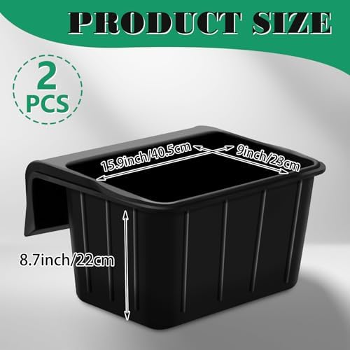 2 Pcs 17 Quart Rubber Horse Feed Bucket Hook Over Hanging Fence Feeder