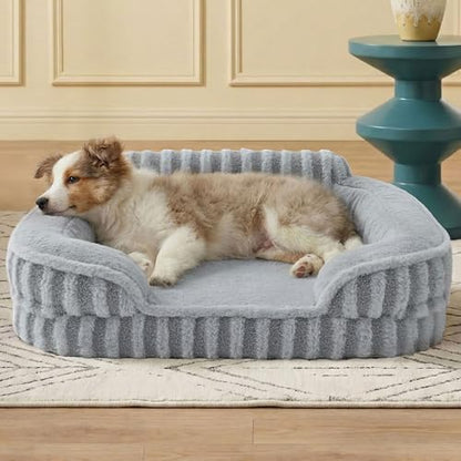LE SURE Cute Cozy High Back Orthopedic Dog Beds Medium Size Dog,28" Grey