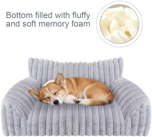 Cute Dog Couch for Medium Large Dogs,Dog Cat Couch Sofa,Dog Bed,L,Grey