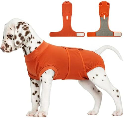 FUAMEY Dog Recovery Suit Male,Dogs Surgery Neuter Suits Puppy Spay Shirts for Female Protect Dog's Skin Anti Licking Abdominal Wounds Doggie Onesie Pet Bodysuit Alternative to Cone Orange S