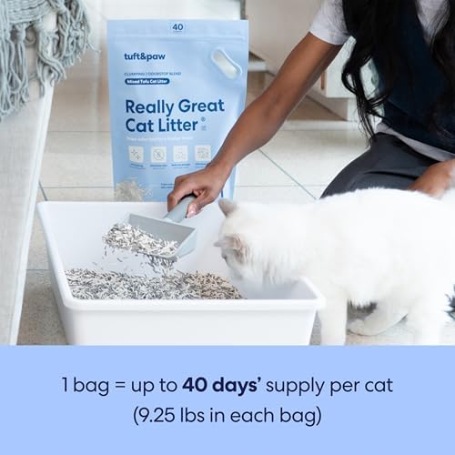 Tuft & Paw Really Great Cat Litter OdorStop, Low Tracking Mixed Tofu Cat Litter, Clumping, Multi-cat, Odor Control, Dust-Free - 9.25lbs x 2Bags (OdorStop)