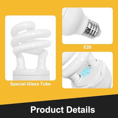 UVB Reptile Light, 10.0 15W UVA UVB Light for Reptiles, Spiral Compact Fluorescent UVB Bulb for Bearded Dragons Tortoise Lizards and Snakes