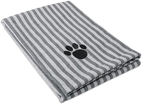 Bone Dry Pet Grooming Towel Collection Absorbent Microfiber X-Large, 41x23.5", Striped Gray
