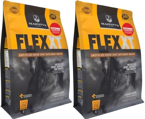 Majesty's Flex XT Wafers - Superior Horse/Equine Joint Support with Increased Supplement Levels - Glucosamine, MSM, Yucca, Vitamin C (Peppermint, 2 Pack (120 Count Total))