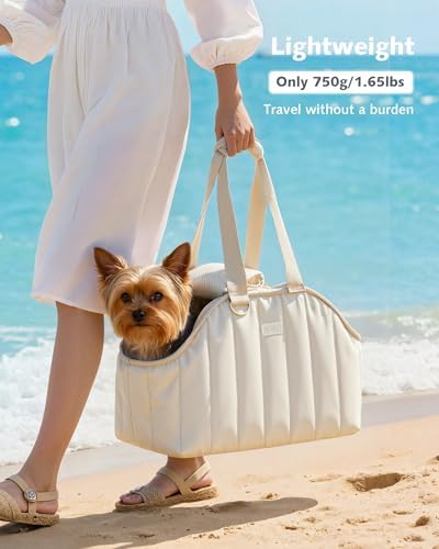 Pecute Dog Purse Carrier, Lightweight Dog Carriers for Small Dogs,Cream