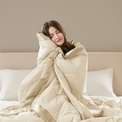 Madison Park Down Alternative Queen Blanket for Bed, Satin Trim, Cream